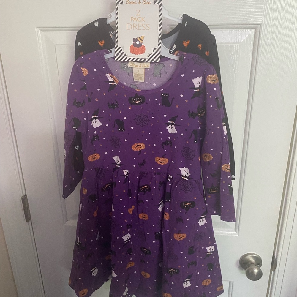 EMMA & ELSA GIRLS 2PK DRESSES Halloween Pockets School Cute Gift NWT Size 10